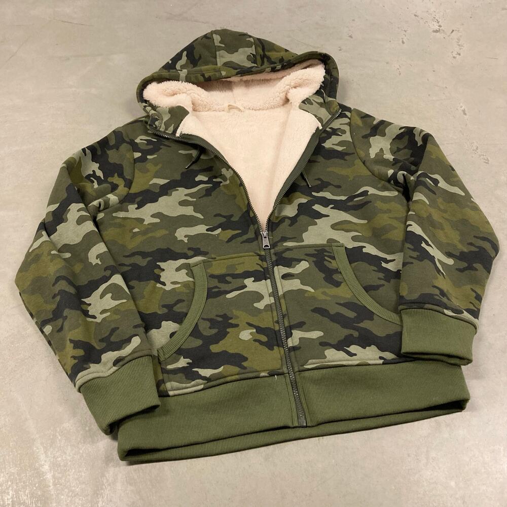 vintage y2k fur lined camo hoodie